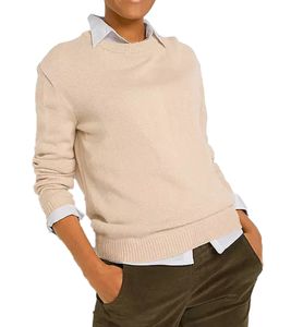 Suéter de punto de mujer con cuello redondo, suéter de diario, 909761 beige Suéter de punto de mujer con cuello redondo, suéter de diario, 909761 beige