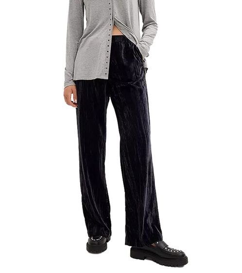Pantalon en velours pour femme, pantalon en tissu durable, pantalon de loisirs longueur cheville 931114 Noir