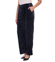 Women's Velvet Trousers, Sustainable Fabric Trousers, Ankle-Length Casual Trousers 931114 Black