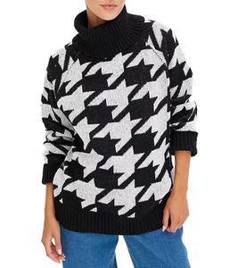 Damen nachhaltiger Sommer-Pullover mit Hahnentrittmuster Langarm-Shirt 928219 Schwarz/Grau Damen nachhaltiger Sommer-Pullover mit Hahnentrittmuster Langarm-Shirt 928219 Schwarz/Grau