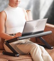 WonderWorker Nobel Table pour ordinateur portable Table de lit pliable à hauteur réglable 45 x 28,5 cm (7-17") 80418 Noir