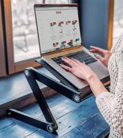 WonderWorker Nobel Table pour ordinateur portable Table de lit pliable à hauteur réglable 45 x 28,5 cm (7-17") 80418 Noir