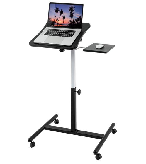 Tavolino per laptop Tatkraft Vanessa, tavolo da lavoro regolabile in altezza con vassoio per mouse, ruote girevoli a 360 gradi, comodino, 40 x 45 cm, 13582 Nero