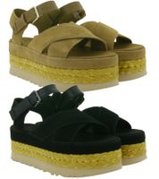 Sandali estivi con plateau in vera pelle da donna UGG Australia Aubrey con cinturino alla caviglia e suola in EVA, modello W/1167471, in marrone o nero.