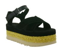 Sandali estivi con plateau in vera pelle da donna UGG Australia Aubrey con cinturino alla caviglia e suola in EVA, modello W/1167471, in marrone o nero.