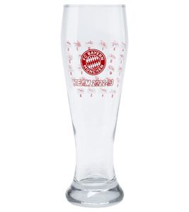 FC Bayern Munich Team 2022/23 Beer Glass – Official Collector's Edition 640ml Wheat Beer Glass 31324 Transparent/Red