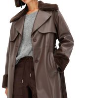 Women's Faux Leather Coat with Teddy Fleece Collar, Faux Sheepskin Jacket, Autumn Coat 914589 Brown or 957801 Black Women's Faux Leather Coat with Teddy Fleece Collar, Faux Sheepskin Jacket, Autumn Coat 914589 Brown or 957801 Black