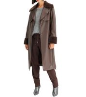 Women's Faux Leather Coat with Teddy Fleece Collar, Faux Sheepskin Jacket, Autumn Coat 914589 Brown or 957801 Black Women's Faux Leather Coat with Teddy Fleece Collar, Faux Sheepskin Jacket, Autumn Coat 914589 Brown or 957801 Black