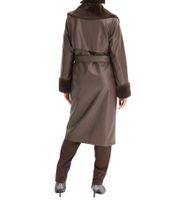 Abrigo de piel sintética para mujer con cuello de peluche, chaqueta de piel de cordero sintética, abrigo de primavera 914589 marrón o 957801 negro