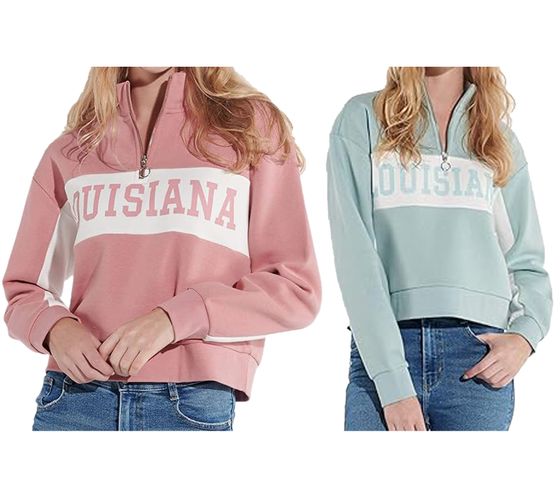 felpa corta da donna vestino con collo alto, maglione da tutti i giorni, oversize 900390 in rosa antico o azzurro