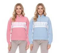 Sudadera corta de corte cuadrado con cuello alto para mujer de Vestino, suéter para diario, talla extragrande 900390 en rosa viejo o azul claro
