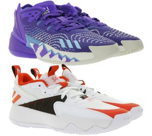 adidas basketball shoes, sustainable indoor shoes, sneakers HR0710 Donovan Mitchell D.O.N. Issue 4 in purple/blue/beige or GY8965 Damian Lillard's Certified Exply 2.0 in white/red/black