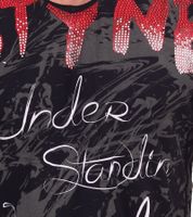 T-shirt da uomo con elaborato motivo di strass, in cotone, girocollo R-15162, nero/rosso