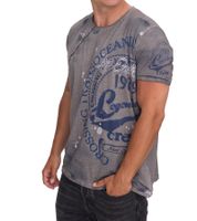 T-shirt homme avec imprimé frappant sur le devant, chemise en coton, chemise col rond R-15045 anthracite
