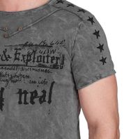 T-shirt homme imprimé Pillard et Exploitant, en coton, col rond, gris foncé, R-15192