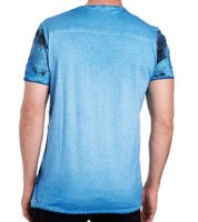 T-shirt homme avec imprimé frappant sur le devant, chemise en coton, chemise col rond R-15045 bleu pétrole