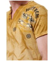 T-shirt da uomo con grande stampa sul retro Camicia in cotone Camicia girocollo R-15287 Cammello-Marrone