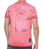 T-shirt homme avec imprimé all-over effet usé. Chemise en coton. Chemise col rond. R-15295 Corail.