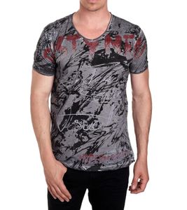 Herren T-Shirt mit aufwendigem Strass-Design Baumwoll-Shirt Rundhals-Shirt R-15162 Anthrazit Herren T-Shirt mit aufwendigem Strass-Design Baumwoll-Shirt Rundhals-Shirt R-15162 Anthrazit