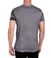 T-shirt da uomo con elaborato motivo di strass Camicia in cotone Camicia girocollo R-15162 Antracite