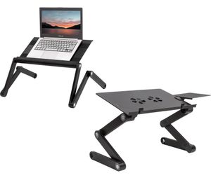 WonderWorker Table pour ordinateur portable réglable en hauteur, support pliable pour ordinateur portable, table de lit avec ou sans ventilateurs USB, 42 x 27 cm / 45 x 28,5 cm (7-17"), noir