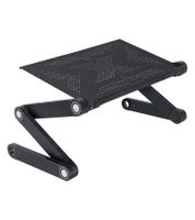 Mesa para portátil WonderWorker con altura ajustable, soporte plegable para tableta y mesa de cama con o sin 2 ventiladores USB, 42 x 27 cm / 45 x 28,5 cm (7-17"), color negro