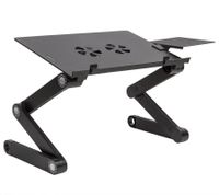 Mesa para portátil WonderWorker con altura ajustable, soporte plegable para tableta y mesa de cama con o sin 2 ventiladores USB, 42 x 27 cm / 45 x 28,5 cm (7-17"), color negro