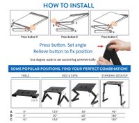 Mesa para portátil WonderWorker con altura ajustable, soporte plegable para tableta y mesa de cama con o sin 2 ventiladores USB, 42 x 27 cm / 45 x 28,5 cm (7-17"), color negro