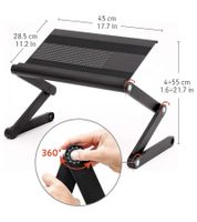 Mesa para portátil WonderWorker con altura ajustable, soporte plegable para tableta y mesa de cama con o sin 2 ventiladores USB, 42 x 27 cm / 45 x 28,5 cm (7-17"), color negro