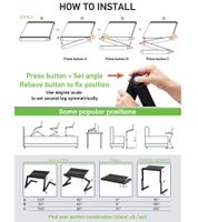 Mesa para portátil WonderWorker con altura ajustable, soporte plegable para tableta y mesa de cama con o sin 2 ventiladores USB, 42 x 27 cm / 45 x 28,5 cm (7-17"), color negro