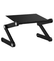 Mesa para portátil WonderWorker con altura ajustable, soporte plegable para tableta y mesa de cama con o sin 2 ventiladores USB, 42 x 27 cm / 45 x 28,5 cm (7-17"), color negro