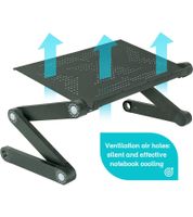 Mesa para portátil WonderWorker con altura ajustable, soporte plegable para tableta y mesa de cama con o sin 2 ventiladores USB, 42 x 27 cm / 45 x 28,5 cm (7-17"), color negro