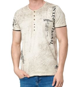 Herren T-Shirt mit seitlichem Print Baumwoll-Shirt modisches Kurzarm-Shirt R-15243 Braun Herren T-Shirt mit seitlichem Print Baumwoll-Shirt modisches Kurzarm-Shirt R-15243 Braun