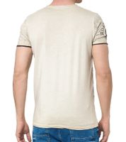 T-shirt da uomo con stampa laterale, maglietta in cotone, maglietta alla moda a maniche corte R-15243 Marrone