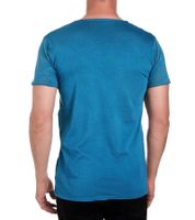 T-shirt homme avec motif strass élaboré, chemise en coton, chemise col rond R-15162 bleu pétrole