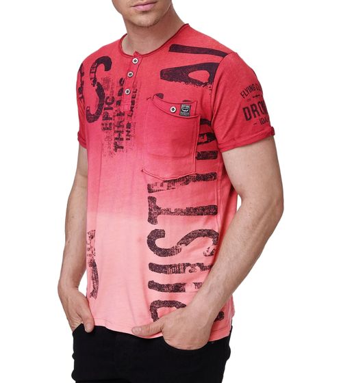 Camiseta de hombre con estampado frontal, camisa de algodón, camisa de verano, camisa de ocio R-15272 Burdeos-Rojo