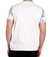 T-shirt homme avec grand imprimé sur le devant, chemise en coton, chemise col rond, chemise à manches courtes R-15045 Blanc/Bleu