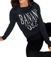 bruno banani Women's Round Neck Sweater with Large Front Print, Fine Knit Sweater, 67912760, Black