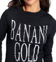 bruno banani Women's Round Neck Sweater with Large Front Print, Fine Knit Sweater, 67912760, Black