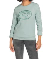 Felpa da donna KangaROOS con maniche arricciate, maglione in cotone 41267352, verde menta Felpa da donna KangaROOS con maniche arricciate, maglione in cotone 41267352, verde menta