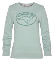 Felpa da donna KangaROOS con maniche arricciate, maglione in cotone 41267352, verde menta Felpa da donna KangaROOS con maniche arricciate, maglione in cotone 41267352, verde menta
