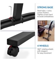 Tatkraft Laptop-Tisch höhenverstellbarer Arbeits-Tisch 360 Grad drehbare Räder Bett-Tisch Vanessa 40x45cm in Schwarz und Weiß oder Salute 60x40cm in Braun und Weiß