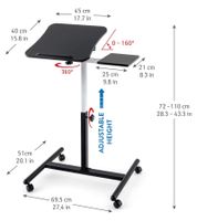 Tatkraft Laptop-Tisch höhenverstellbarer Arbeits-Tisch 360 Grad drehbare Räder Bett-Tisch Vanessa 40x45cm in Schwarz und Weiß oder Salute 60x40cm in Braun und Weiß