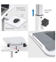 Tatkraft Laptop-Tisch höhenverstellbarer Arbeits-Tisch 360 Grad drehbare Räder Bett-Tisch Vanessa 40x45cm in Schwarz und Weiß oder Salute 60x40cm in Braun und Weiß