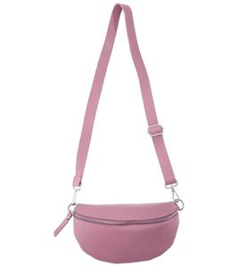 ZWILLINGSHERZ Classy Echtleder Damen Umhängetasche Cross Body Bag mit abnehmbaren Schultergurt Bauchtasche modische Ausgeh-Tasche 1416C-1 Altrosa