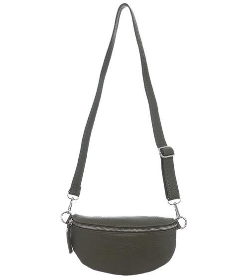 ZWILLINGSHERZ Classy women's shoulder bag cross body bag with removable shoulder strap bum bag fashionable going out bag 1416C Khaki