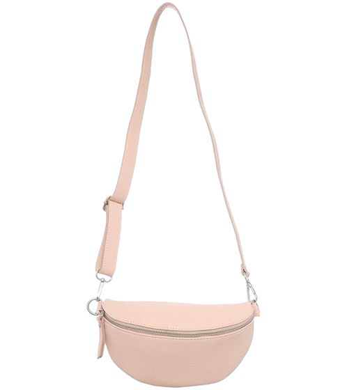 ZWILLINGSHERZ Women's Shoulder Bag Cross Body Bag Genuine Leather Bag with Removable Shoulder Strap Bum Bag Evening Bag 1416C-12 Pink