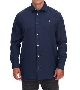 U.S. POLO ASSN. Herren Langarm Hemd Basic-Hemd Baumwoll-Hemd US41 104 052 002696 379 Blau/Weiß