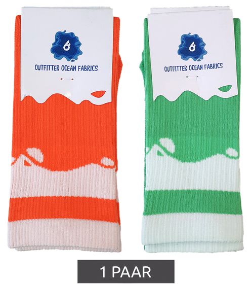 1 Paar Outfitter OCEAN FABRICS Tahi Fußball-Stutzen Knie-Strümpfe für Damen und Herren klassische Sport-Socken OUT-U-3029-OTW in Orange oder Grün