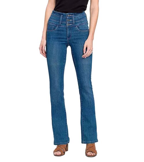 ARIZONA Damen Bootcut-Jeans modische High-Waist Denim-Hose im 5-Pocket-Style 26157116 Blau